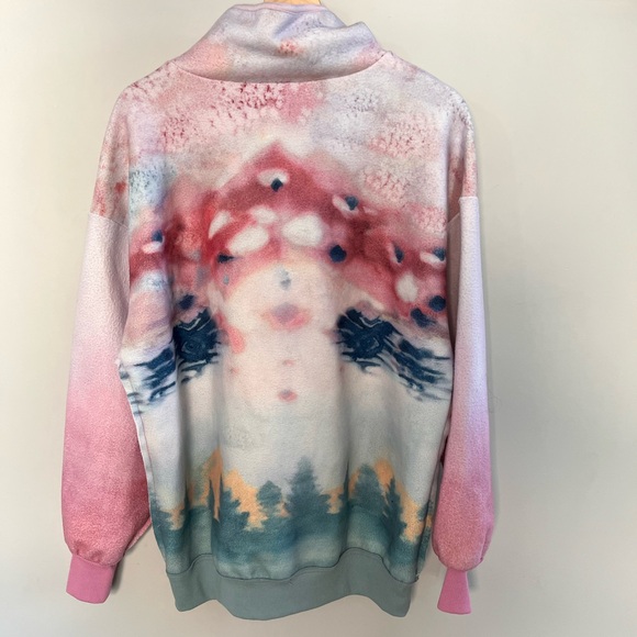 Anthropologie Pilcro Half Zip Multicolor Pullover Sweatshirt Scenic Rose Green - Picture 6 of 8